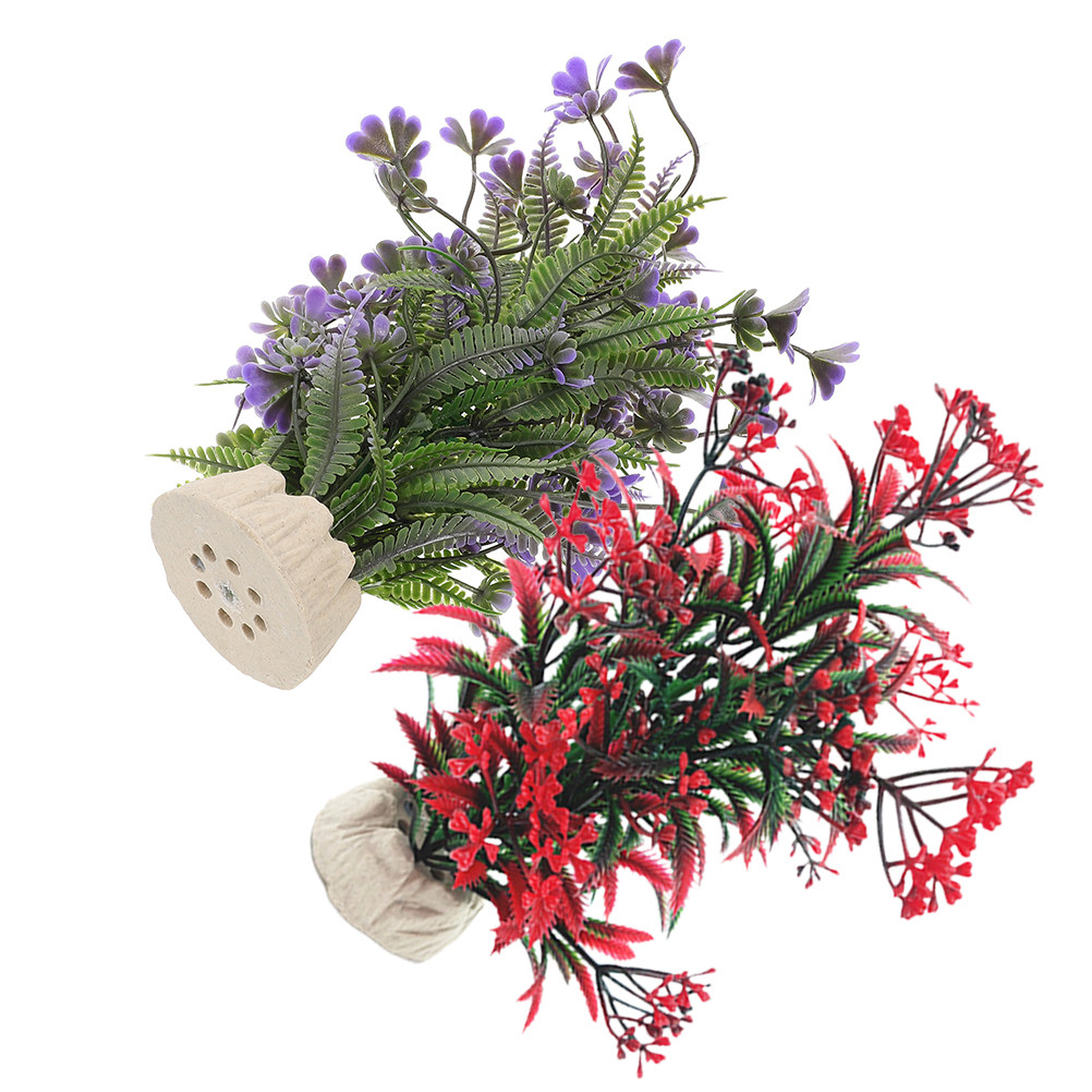 Aquarium Plant Red - 2개입 수족관 장식 인조 수초 플라스틱